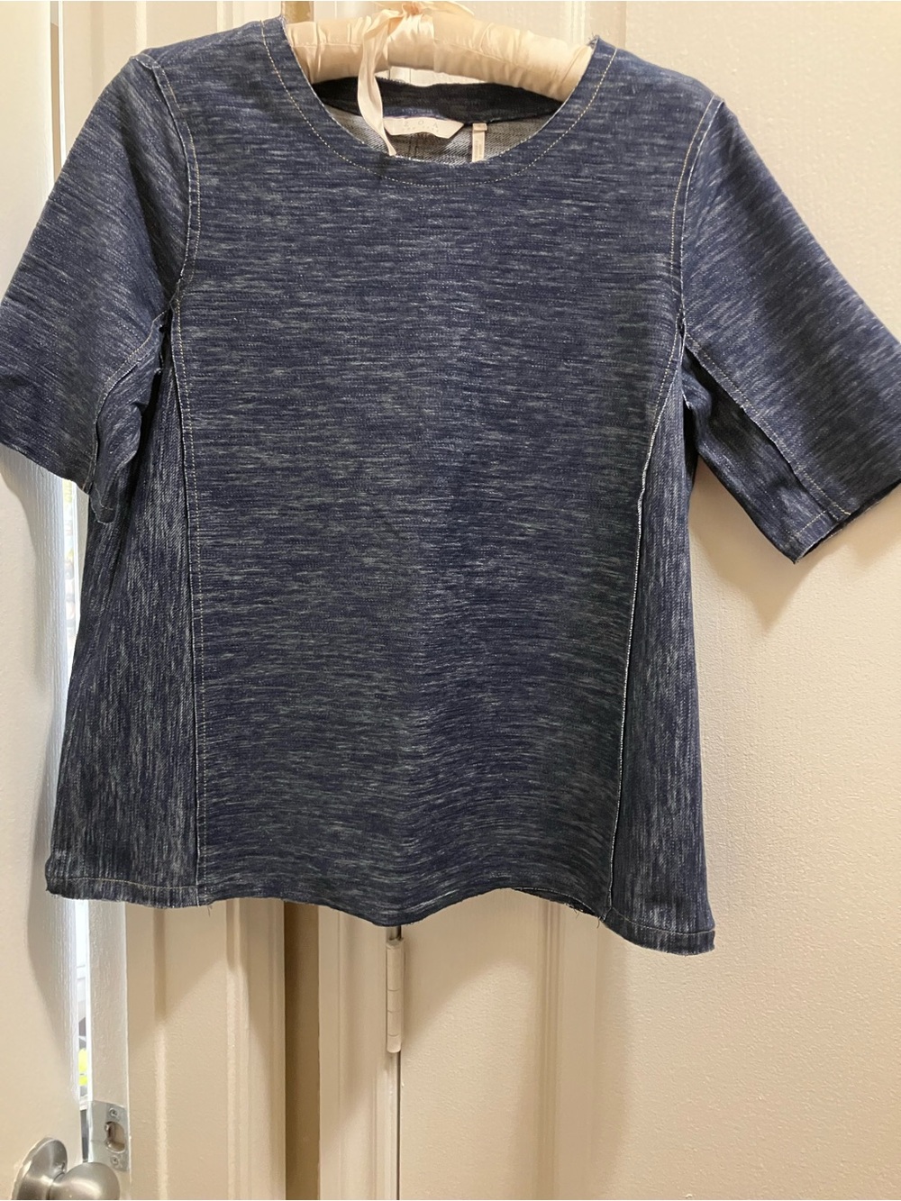 Anthropologie Women's Navy Short-Sleeve Knit Top